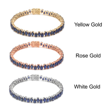 Blue Sapphire Pear Tennis Bracelet Gold – Natural Sapphire Bracelet | Jewels Park