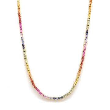Rainbow Sapphire 2MM Tennis Necklace