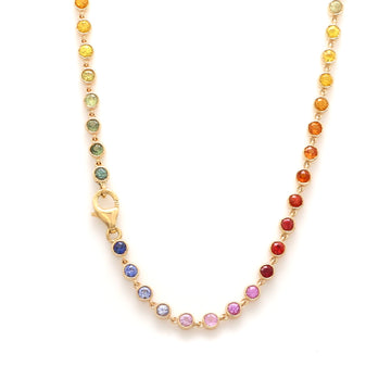 Rainbow Sapphire Bezel Set Link Necklace