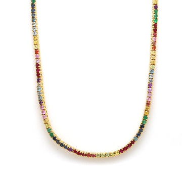 Rainbow Gemstone Random Tennis Necklace