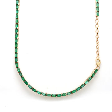Emerald Octagon East West Tennis Necklace