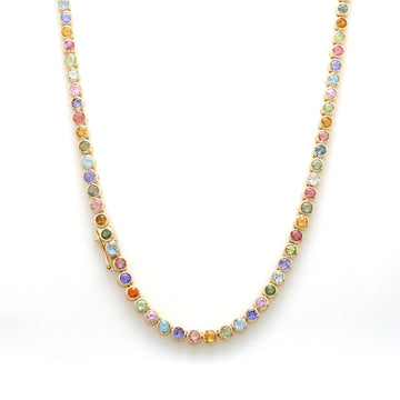 Rainbow Pastel Colors Tennis Necklace