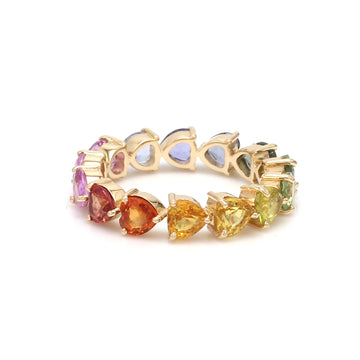 Rainbow Sapphire East West Heart Ring