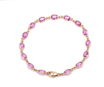 Pink sapphire Oval Rose Cut Bracelet