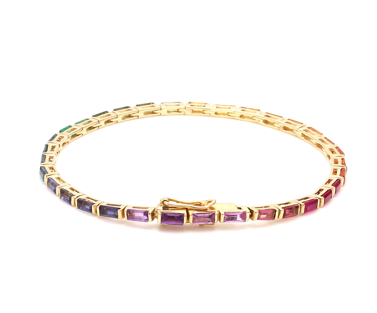 Rainbow Gemstone Baguette Bracelet