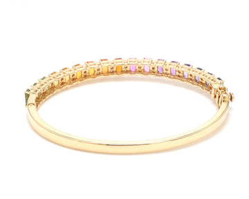 Rainbow Sapphire Octagon Diamond Bangle