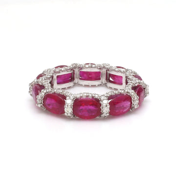 Ruby East West Oval and Diamond Ring