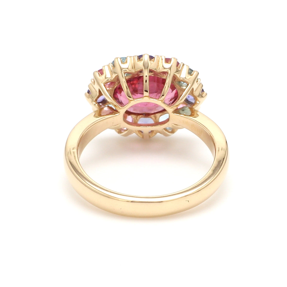 Pink Tourmaline and Pastel Halo Ring