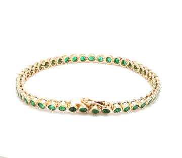 Emerald Round Bezel Set Bracelet