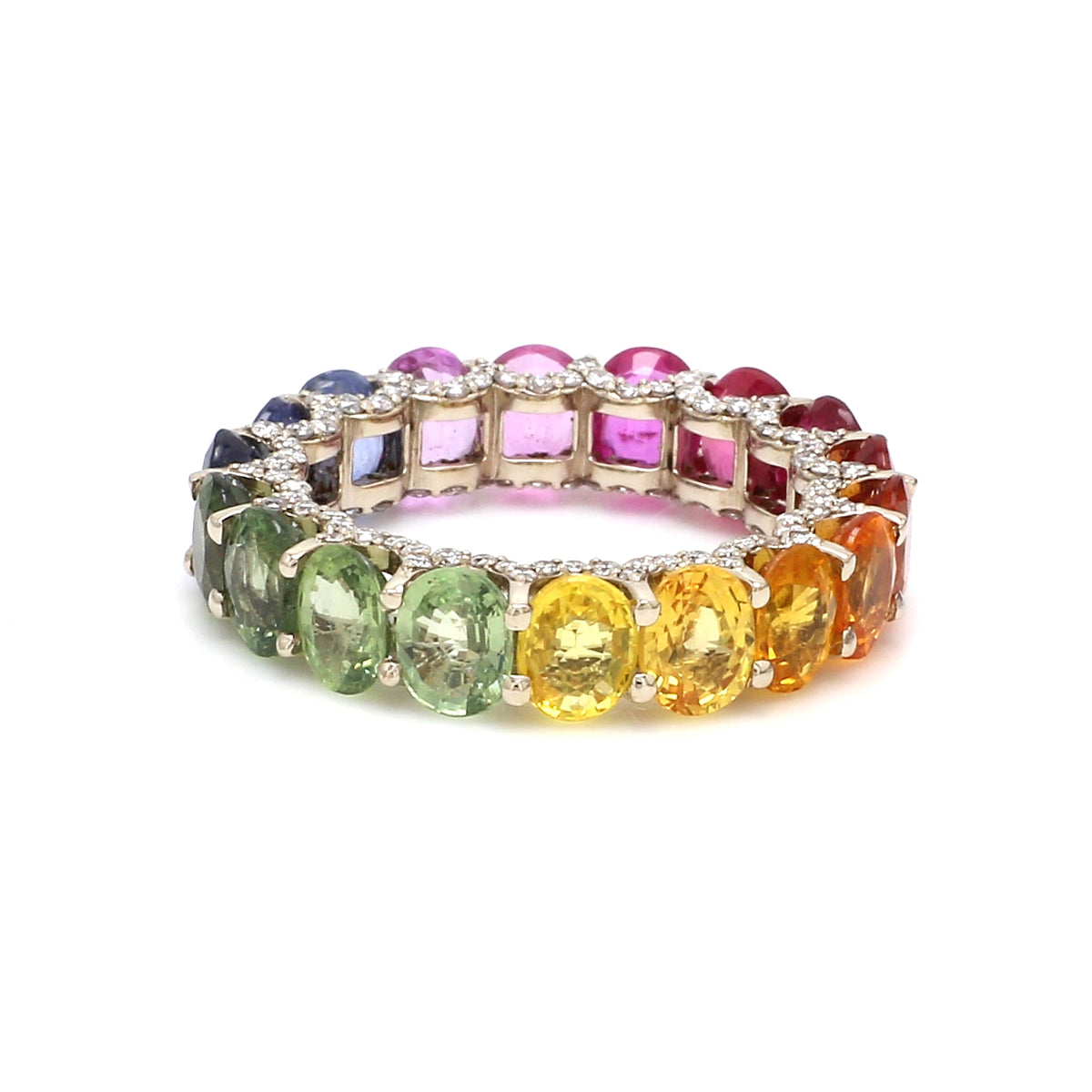 Rainbow Sapphire Oval and Diamond (Ruby Edition) Ring