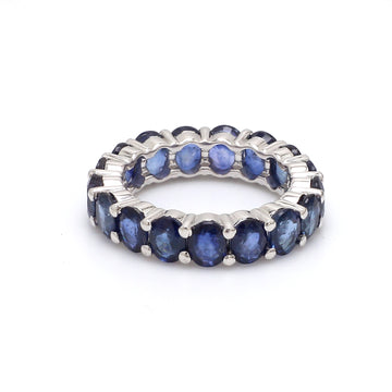Blue Sapphire Oval Eternity Band