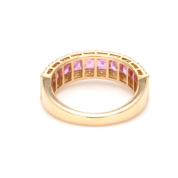 Pink Sapphire Princess Cut Half Eternity Band