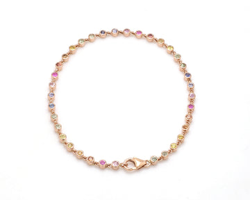 Rainbow Sapphire 2MM Bezel Bracelet