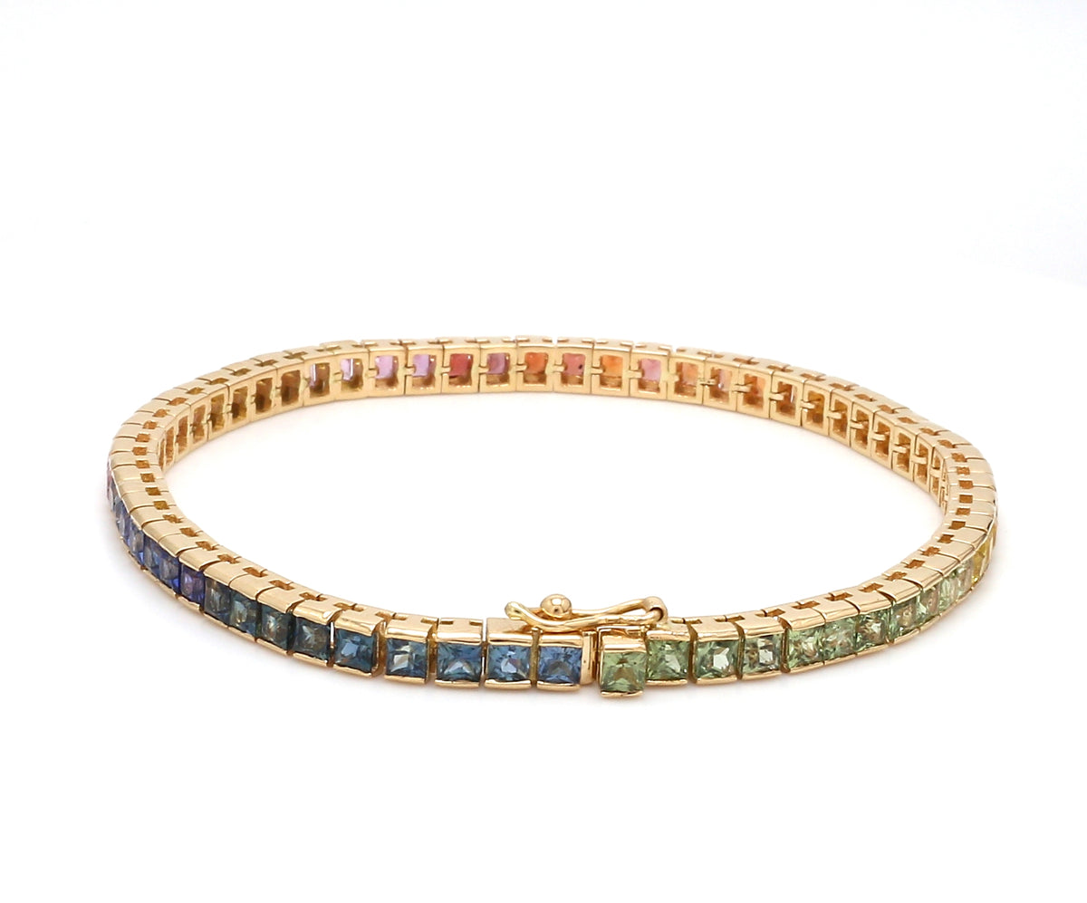 Rainbow Sapphire Princess Cut Bracelet