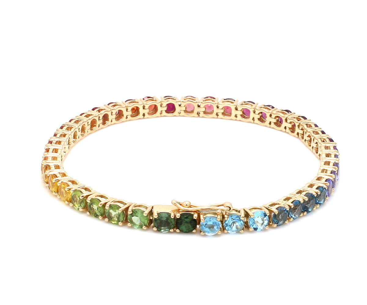 Rainbow Gemstone 4MM Round Bracelet