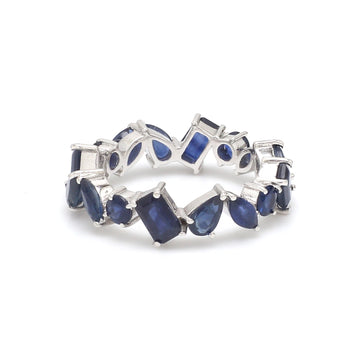 Blue Sapphire Mix Shape Thin Band