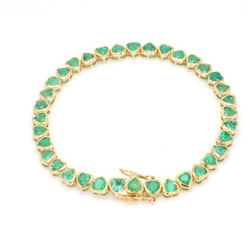 Emerald Heart Bezel Set Bracelet