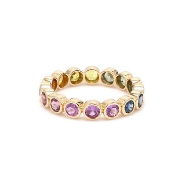 Rainbow Sapphire 3MM Bezel Set ring