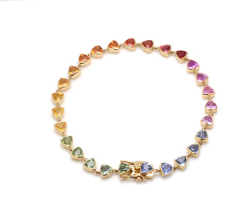Rainbow Sapphire Trillion Link Bracelet