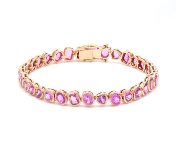 Pink Sapphire Mix Shape Bezel Set Bracelet