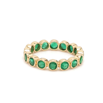 Emerald Round Bezel Set Ring