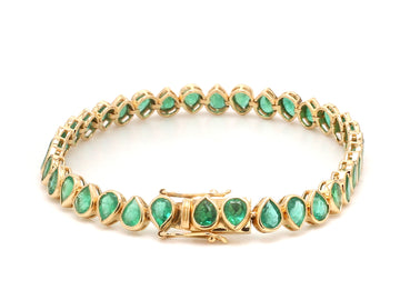 Emerald Pear Bezel Set Upside Down Bracelet