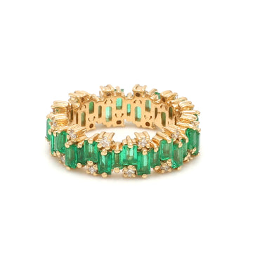 Emerald and Diamond Zig Zag Ring
