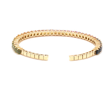 Rainbow Sapphire Princess Cut Cuff