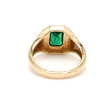 Emerald Octagon Bezel Set Signet Ring
