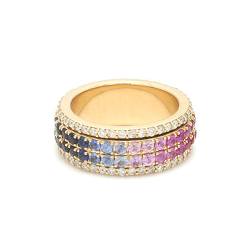 Rainbow Sapphire Round Spinner Ring