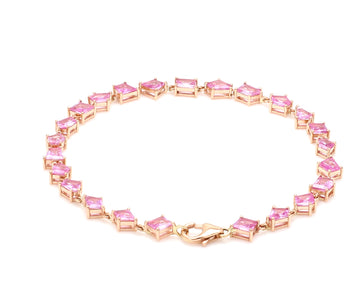 Pink Sapphire Abstract Link Chain Bracelet