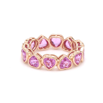 Pink Sapphire Heart Bezel Set Ring