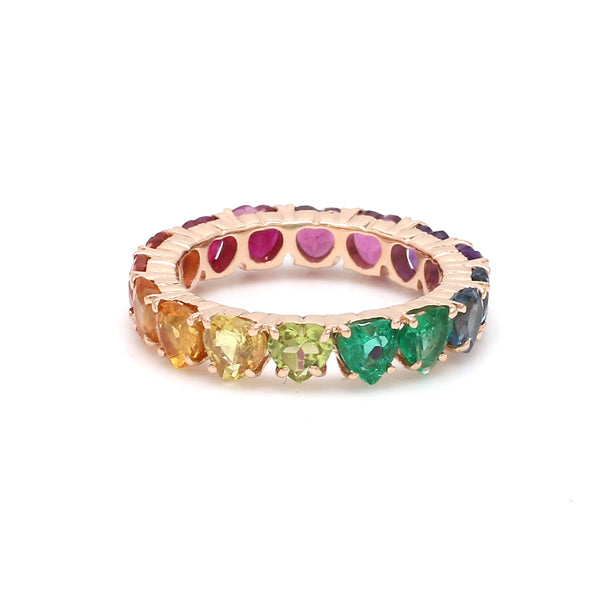 Rainbow Gemstone Prong Set Heart Ring
