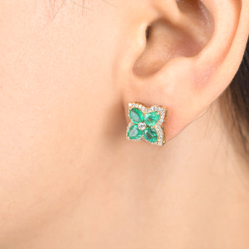 Emerald Four Pear Studs