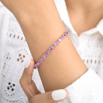 Pink Sapphire Oval and Diamond Bracelet
