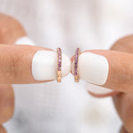 Pink Sapphire Mini Hoops