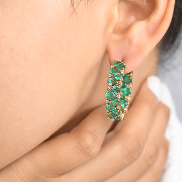 Emerald Pear and Diamond Hoops