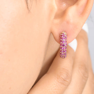 Pink Sapphire Mini Pave Huggies