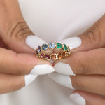 Rainbow Gemstone Heart Bezel Set Ring