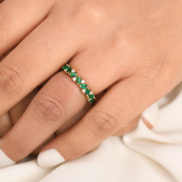 Emerald Baguette and Diamond Ring