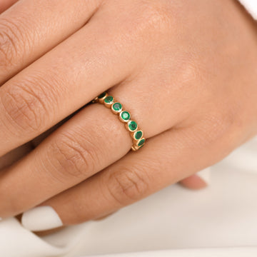 Emerald Round Bezel Set Ring