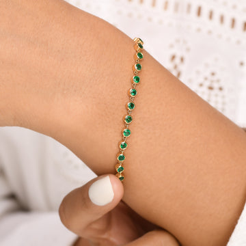 Emerald Round Link Chain Bracelet