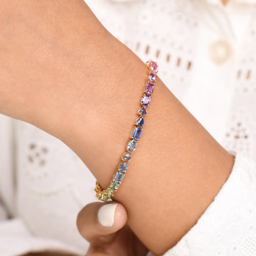 Rainbow Sapphire Mix Shape Bracelet