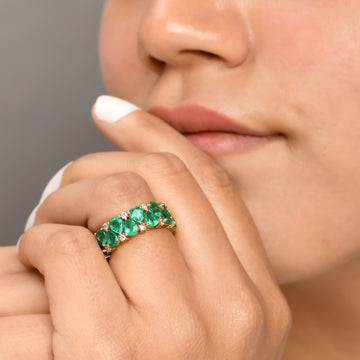 Emerald Pear and Diamond Ring