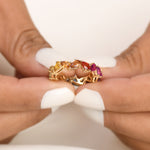 Rainbow Sapphire Pear Zig Zag Ring