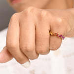 Rainbow Sapphire Pear Zig Zag Ring