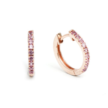 Pink Sapphire Mini Hoops