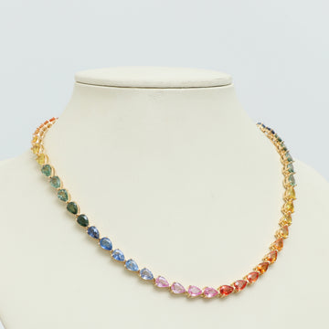 Rainbow Sapphire Big Pear Tennis Necklace