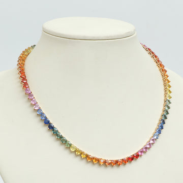 Rainbow Sapphire 5MM Heart Necklace