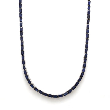 Blue Sapphire Emerald Cut Tennis Necklace